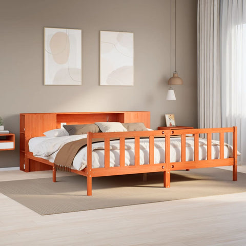 vidaXL Bookcase Bed without Mattress Wax Brown 180x200 cm Super King Solid Wood
