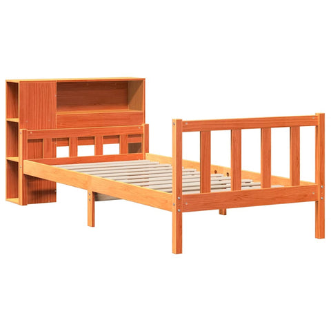 vidaXL Bookcase Bed without Mattress Wax Brown 75x190 cm Small Single Solid Wood