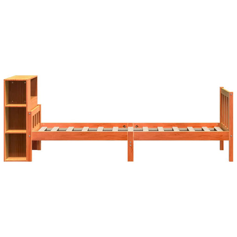vidaXL Bookcase Bed without Mattress Wax Brown 75x190 cm Small Single Solid Wood
