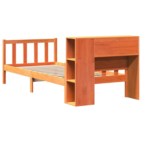 vidaXL Bookcase Bed without Mattress Wax Brown 75x190 cm Small Single Solid Wood