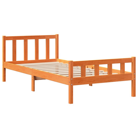 vidaXL Bookcase Bed without Mattress Wax Brown 75x190 cm Small Single Solid Wood