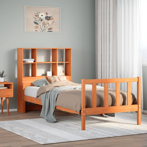 vidaXL Bookcase Bed without Mattress Wax Brown 75x190 cm Small Single Solid Wood