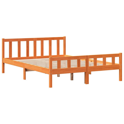 vidaXL Bookcase Bed without Mattress Wax Brown 150x200 cm King Solid Wood