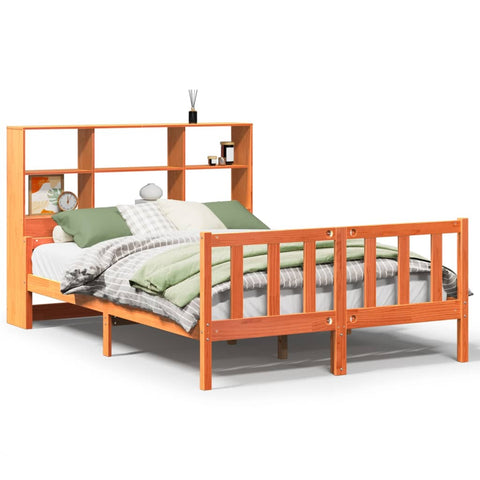 vidaXL Bookcase Bed without Mattress Wax Brown 160x200 cm Solid Wood