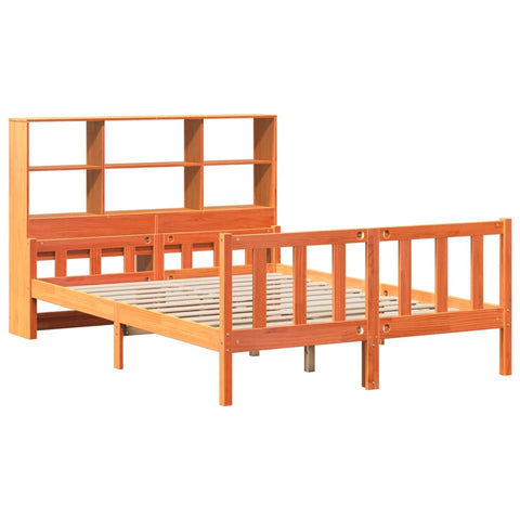 vidaXL Bookcase Bed without Mattress Wax Brown 160x200 cm Solid Wood
