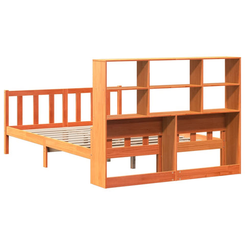 vidaXL Bookcase Bed without Mattress Wax Brown 160x200 cm Solid Wood