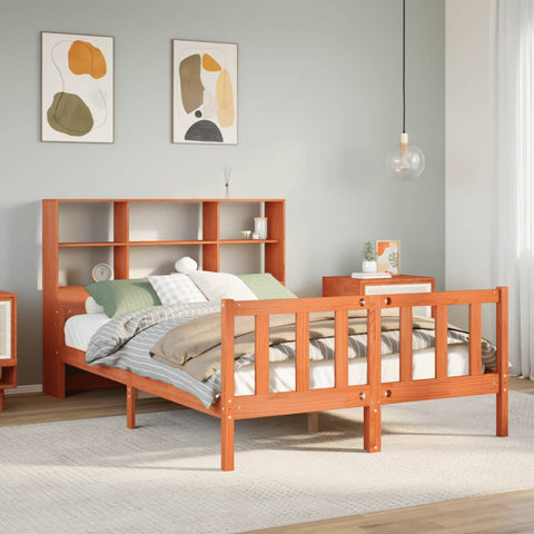 vidaXL Bookcase Bed without Mattress Wax Brown 160x200 cm Solid Wood
