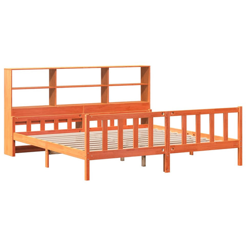 vidaXL Bookcase Bed without Mattress Wax Brown 180x200 cm Super King Solid Wood