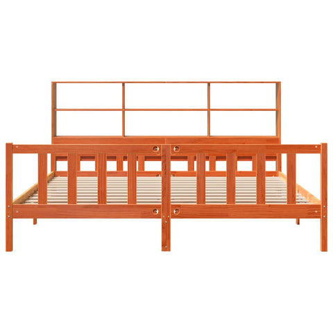 vidaXL Bookcase Bed without Mattress Wax Brown 180x200 cm Super King Solid Wood