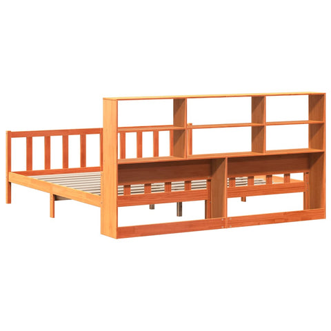 vidaXL Bookcase Bed without Mattress Wax Brown 180x200 cm Super King Solid Wood