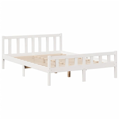 vidaXL Bookcase Bed without Mattress White 150x200 cm King Size Solid Wood Pine
