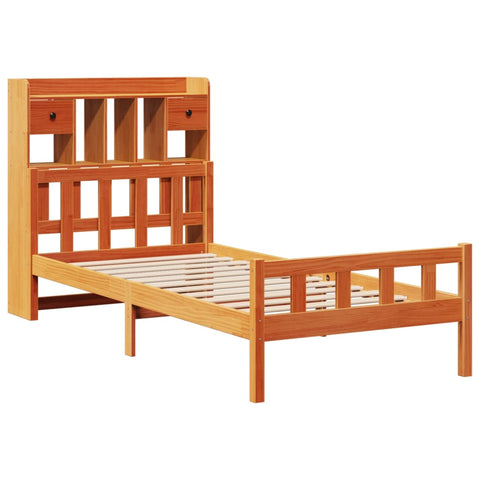 vidaXL Bookcase Bed without Mattress Wax Brown 75x190 cm Small Single Solid Wood Pine