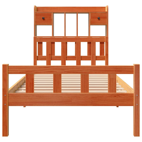 vidaXL Bookcase Bed without Mattress Wax Brown 75x190 cm Small Single Solid Wood Pine