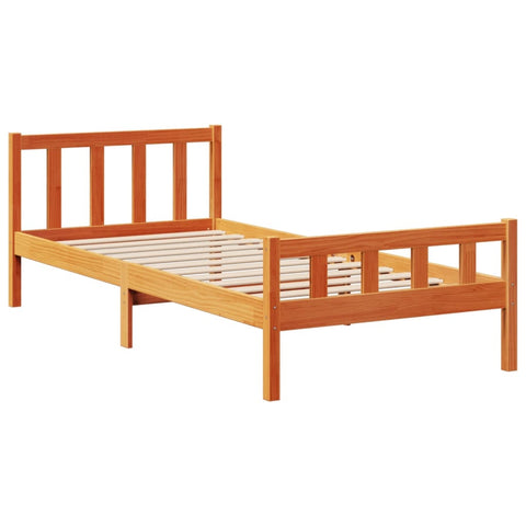 vidaXL Bookcase Bed without Mattress Wax Brown 75x190 cm Small Single Solid Wood Pine