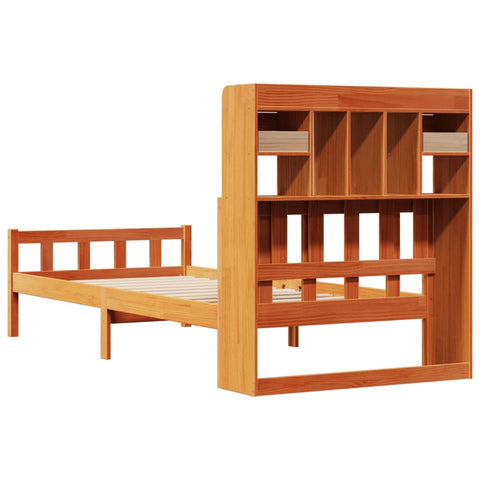 vidaXL Bookcase Bed without Mattress Wax Brown 90x190 cm Small Single Solid Wood Pine