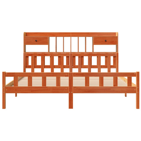 vidaXL Bookcase Bed without Mattress Wax Brown 180x200 cm Super King Solid Wood Pine