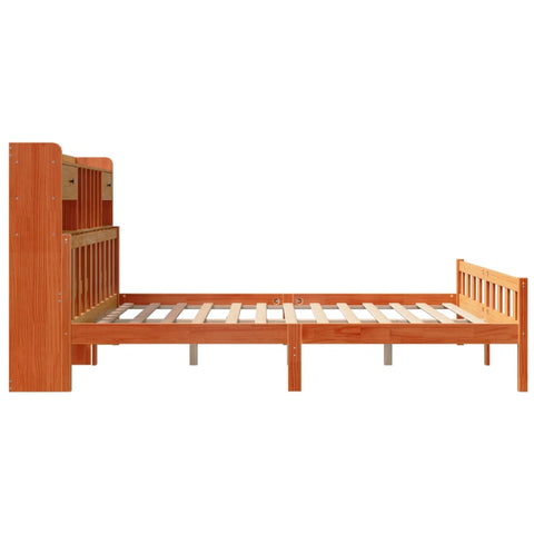 vidaXL Bookcase Bed without Mattress Wax Brown 180x200 cm Super King Solid Wood Pine