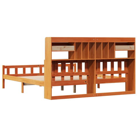 vidaXL Bookcase Bed without Mattress Wax Brown 180x200 cm Super King Solid Wood Pine