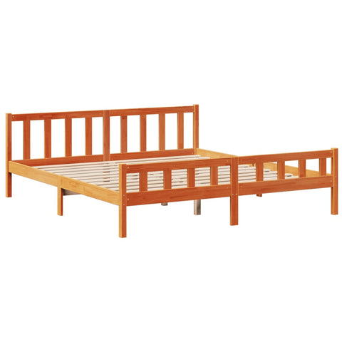 vidaXL Bookcase Bed without Mattress Wax Brown 180x200 cm Super King Solid Wood Pine
