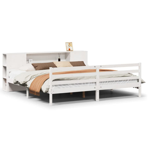 vidaXL Bookcase Bed without Mattress White 200x200 cm Solid Wood Pine