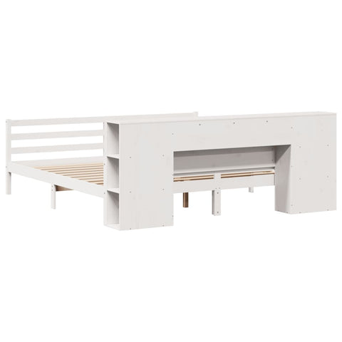 vidaXL Bookcase Bed without Mattress White 200x200 cm Solid Wood Pine