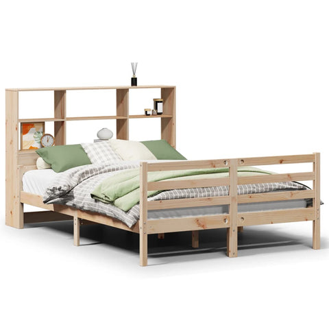 vidaXL Bookcase Bed without Mattress 135x190 cm Double Solid Wood Pine