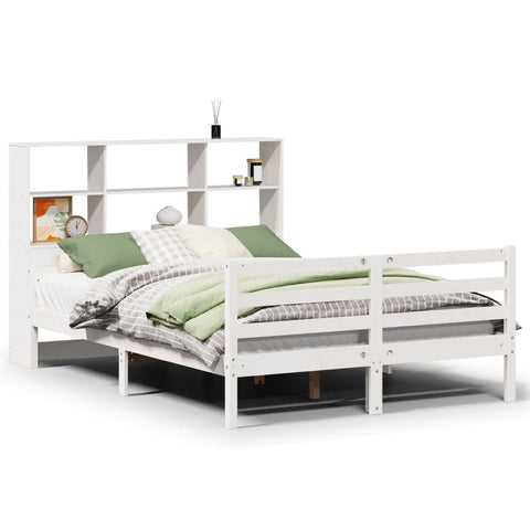 vidaXL Bookcase Bed without Mattress White 140x200 cm Solid Wood Pine