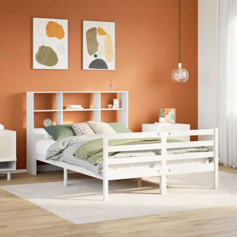 vidaXL Bookcase Bed without Mattress White 140x200 cm Solid Wood Pine