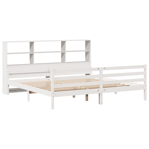 vidaXL Bookcase Bed without Mattress White 180x200 cm Super King Solid Wood Pine