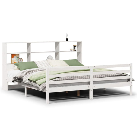 vidaXL Bookcase Bed without Mattress White 200x200 cm Solid Wood Pine