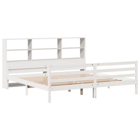 vidaXL Bookcase Bed without Mattress White 200x200 cm Solid Wood Pine