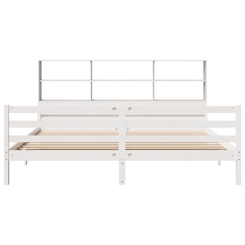 vidaXL Bookcase Bed without Mattress White 200x200 cm Solid Wood Pine