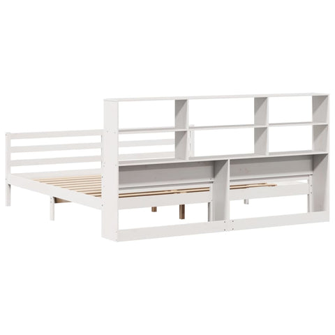 vidaXL Bookcase Bed without Mattress White 200x200 cm Solid Wood Pine