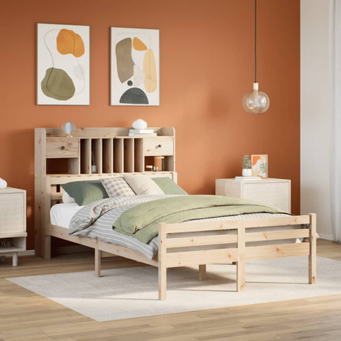 vidaXL Bookcase Bed without Mattress 135x190 cm Double Solid Wood Pine