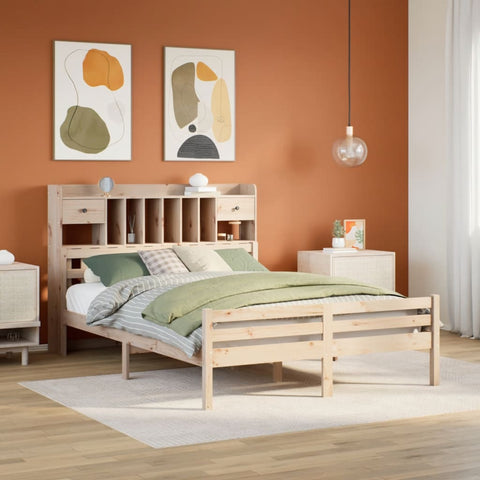 vidaXL Bookcase Bed without Mattress 150x200 cm King Size Solid Wood Pine