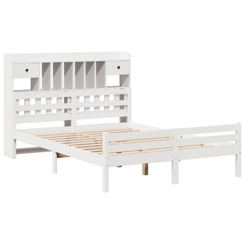 vidaXL Bookcase Bed without Mattress White 150x200 cm King Size Solid Wood Pine