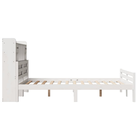 vidaXL Bookcase Bed without Mattress White 150x200 cm King Size Solid Wood Pine