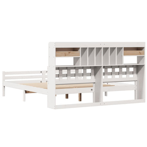 vidaXL Bookcase Bed without Mattress White 180x200 cm Super King Solid Wood Pine