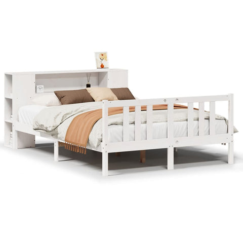 vidaXL Bookcase Bed without Mattress White 140x200cm Solid Wood Pine