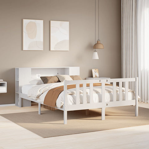 vidaXL Bookcase Bed without Mattress White 140x200cm Solid Wood Pine