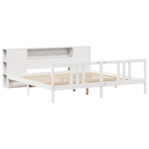 vidaXL Bookcase Bed without Mattress White 200x200cm Solid Wood Pine