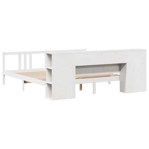vidaXL Bookcase Bed without Mattress White 200x200cm Solid Wood Pine