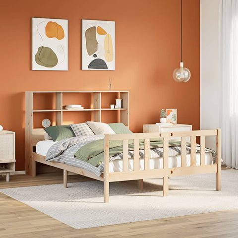 vidaXL Bookcase Bed without Mattress 135x190cm Double Solid Wood Pine