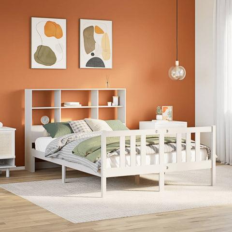 vidaXL Bookcase Bed without Mattress White 140x200cm Solid Wood Pine