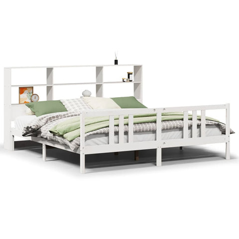 vidaXL Bookcase Bed without Mattress White 200x200cm Solid Wood Pine