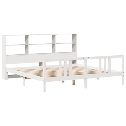 vidaXL Bookcase Bed without Mattress White 200x200cm Solid Wood Pine