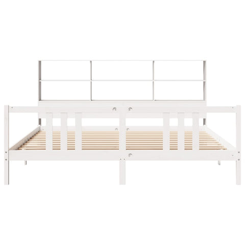 vidaXL Bookcase Bed without Mattress White 200x200cm Solid Wood Pine