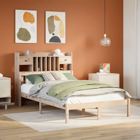vidaXL Bookcase Bed without Mattress 135x190 cm Double Solid Wood Pine
