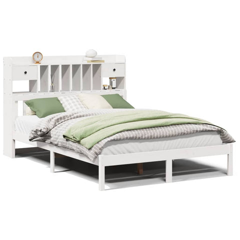 vidaXL Bookcase Bed without Mattress White 140x200 cm Solid Wood Pine