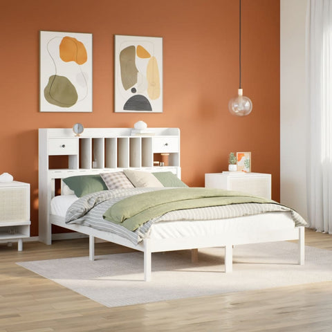vidaXL Bookcase Bed without Mattress White 140x200 cm Solid Wood Pine